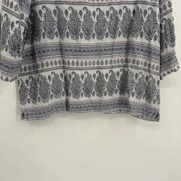 J Jill Pure Jill Top Boho Hippie Hemp Cotton Popover Paisley 3/4 Sleeve size L - Picture 8 of 10